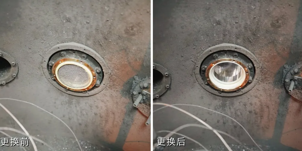 仰仪BAC800B大型电池绝热量热仪观察视窗玻璃清洁及更换前后对比